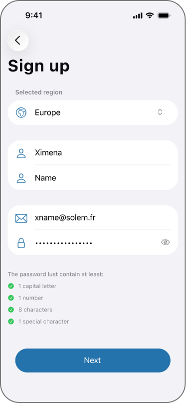 App screen